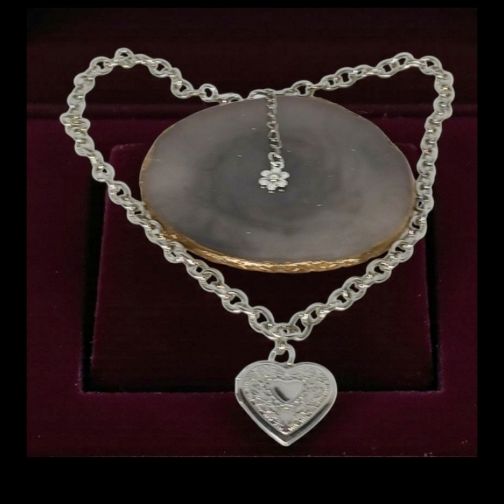 Chunky Silver Locket Pendant Necklace New Age Grunge Lovecore Whimsigoth Y2k 90s